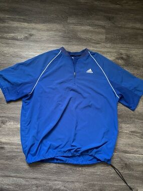 adidas Men’s Blue Short-Sleeve Lightweight Pullover Jacket